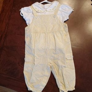 Carters sz 6 mo yellow flowered overalls & shirt